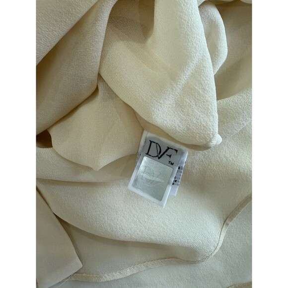 Diane Von Furstenberg Blouse Top Beige Nude Long Sleeve 100% Silk Sz 14 - Picture 8 of 9